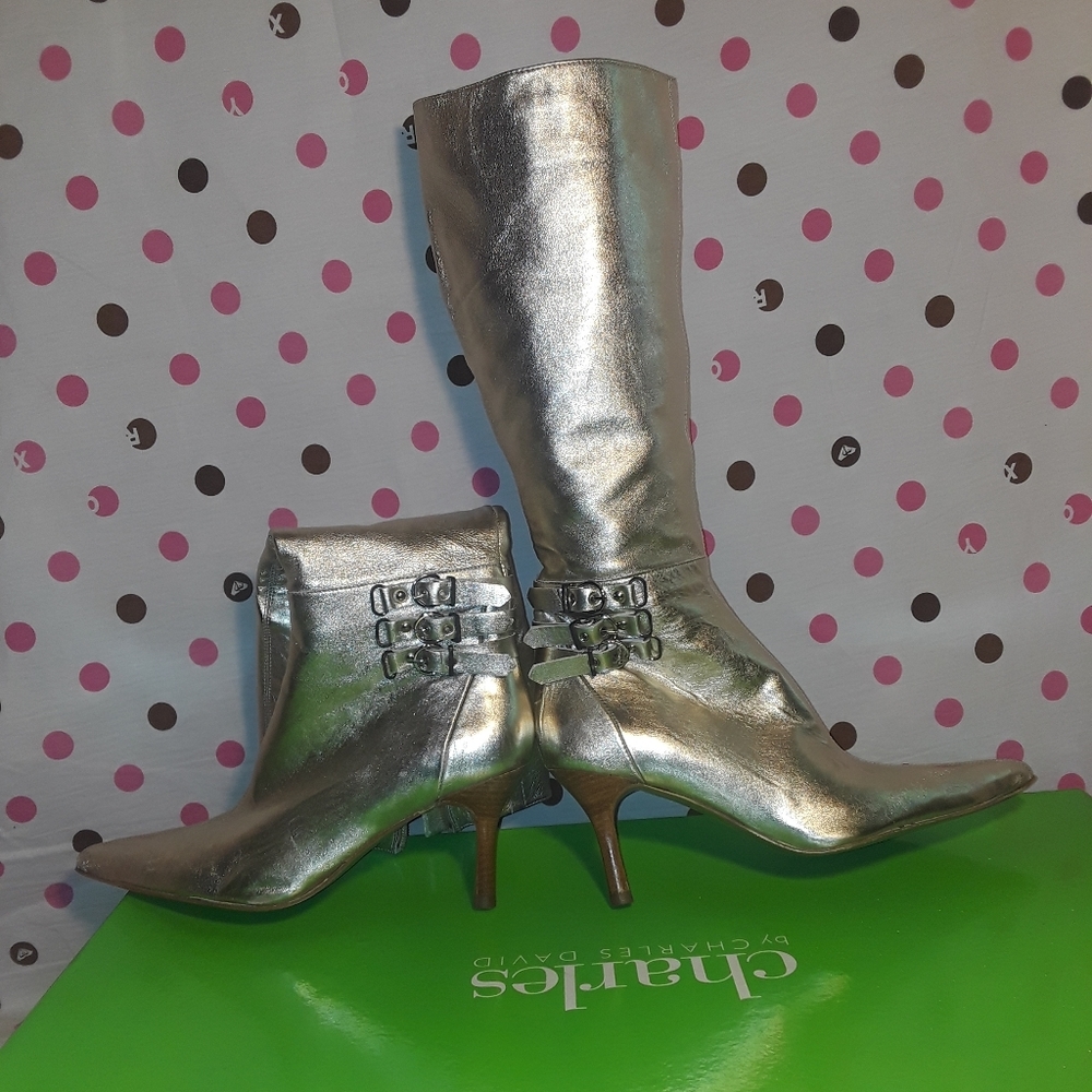 Charles gold boots zip-up